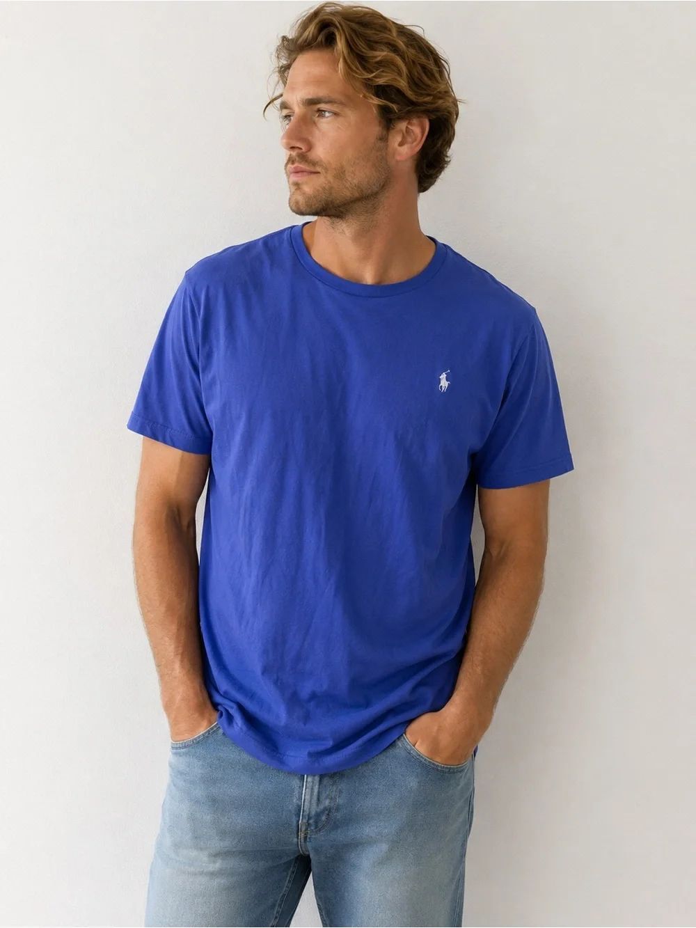 Polo by Ralph Lauren Short-Sleeve Crewneck Tee in Blue with White Pony
